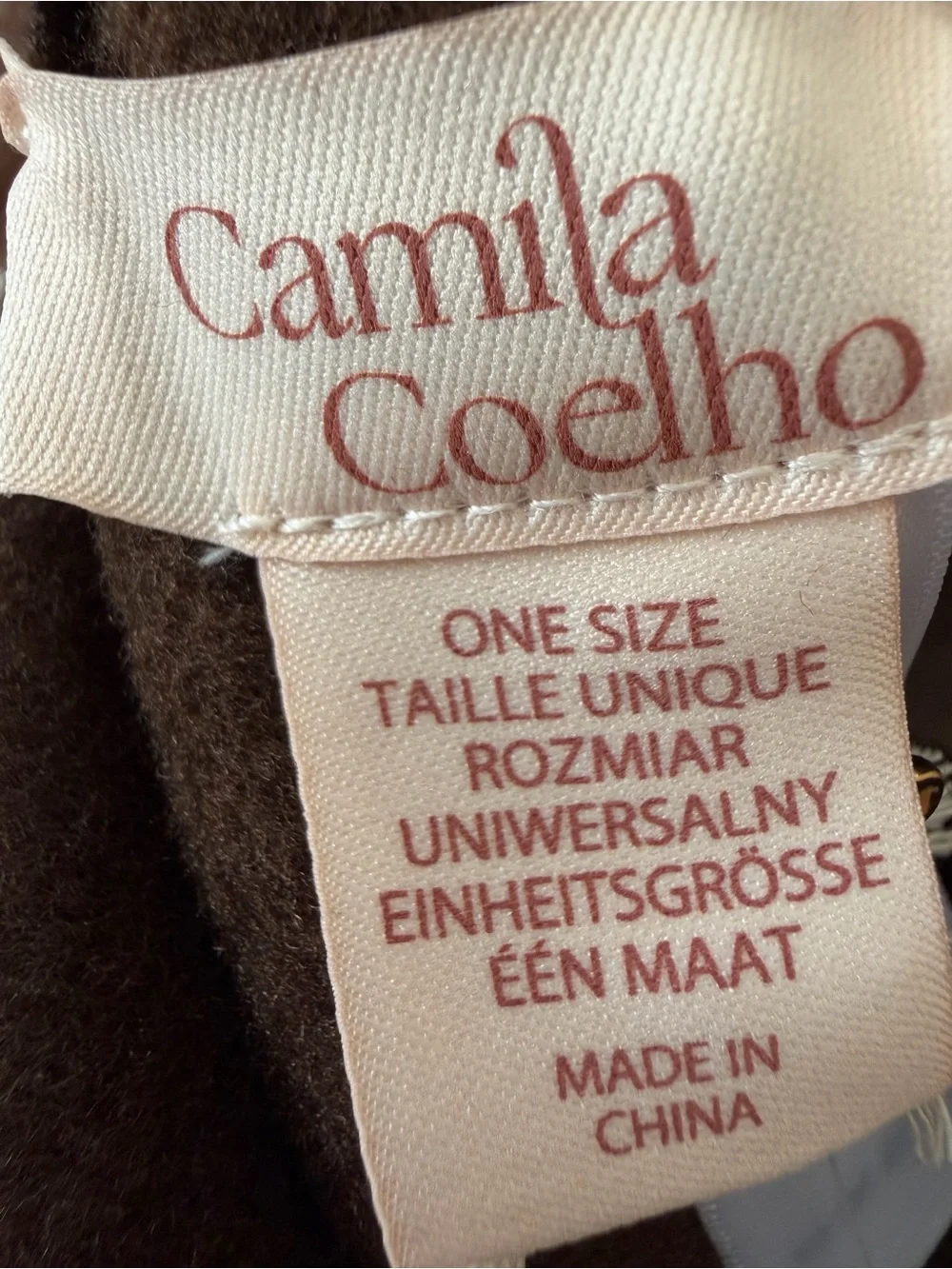 Camila Coelho Dark Brown Fringe Shawl Collar Cape